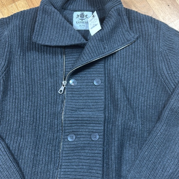 NEW Vintage 2011 express chunky double breast button knit heavy sweater XL gray - Picture 10 of 12